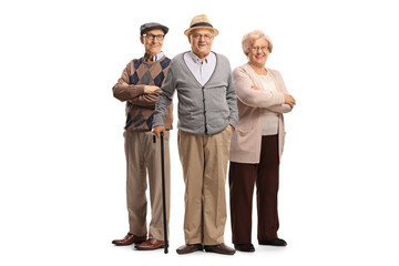 Group of casual elderly people posing with crossed arms