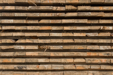 Wood stack storage of timber materials and lumber pile industry