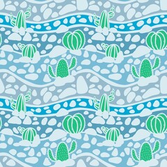 Obraz premium Floral seamless cactus pattern for fabrics and textiles and packaging and gifts and cards and linens and kids