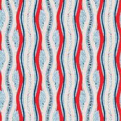 Indigo blue vertical broken stripes nautical seamless pattern. Modern marin line striped sailor print. Classic nantucket fabric textile style. Summer maritime decor. Preppy masculine fashion print