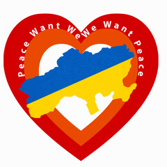 Pray for peace Ukraine Vector flat illustration on white background concept of Love. We Want Peace. No war.