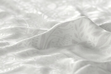 White fabric with a reflective floral pattern