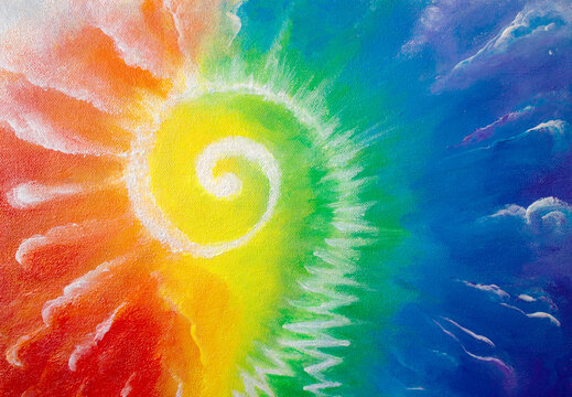 Colori della pace su tela, arcobaleno dipinto, bandiera