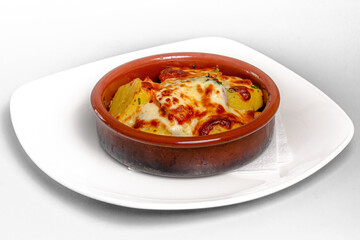 Beef and potatoes baked under cheese. Russian cuisine is called 