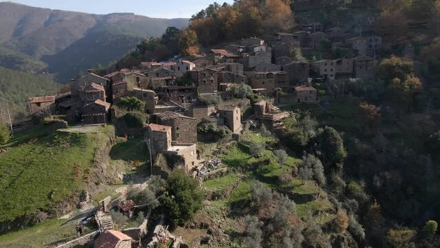 Aerial view of typical schist village Talasnal, in Portugal
