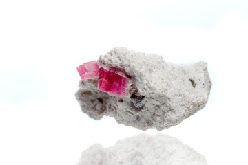 macro mineral stone tourmaline on a white background