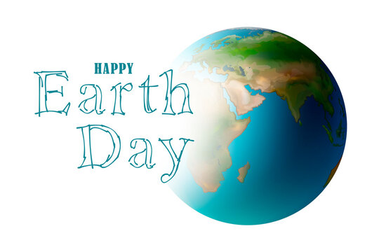 World Earth Day Background. Illustration of a happy earth day banner, for nature and environment preservation holiday celebration on white background.