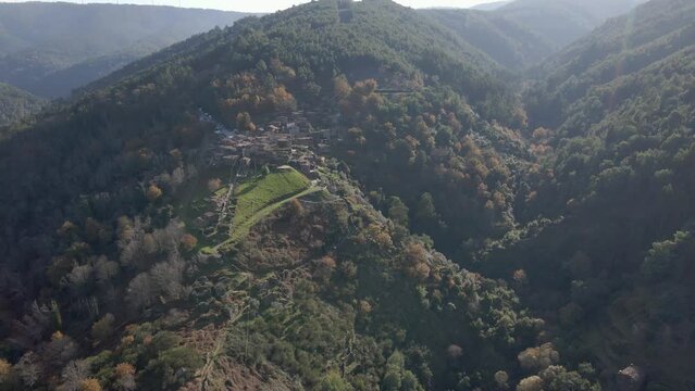 Aerial view of typical schist village Talasnal, in Portugal