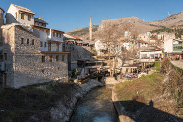 View of the creek in the city of Mostar, Bosnia & Herzegovina