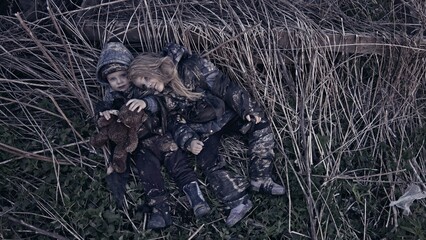 Children without a home, apocalypse, war