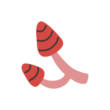 recommend clip art: Red grebes mushrooms hand drawn. Vector art doodle naive cute nature clipart