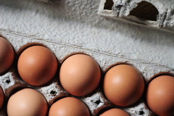 chicken eggs in the ovary box, protein food, yellow-orange chicken eggs