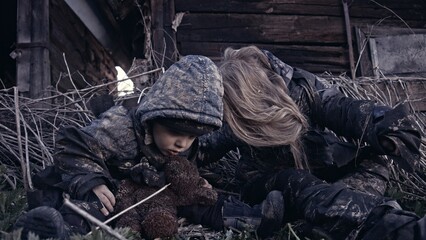 Children without a home, apocalypse, war