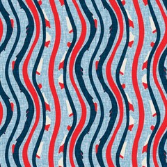 Indigo blue vertical broken stripes nautical seamless pattern. Modern marin line striped sailor print. Classic nantucket fabric textile style. Summer maritime decor. Preppy masculine fashion print