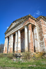 Fototapeta premium abandoned Orthodox church, abandoned temple with columns