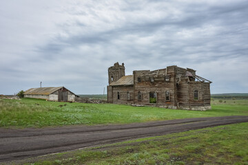 abandoned wooden church, ruined wooden temple, wooden abandonment
