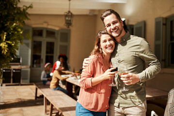 Appreciate and celebrate the people you have in your life. Cropped shot of an affectionate couple posing together while enjoying a glass of wine.