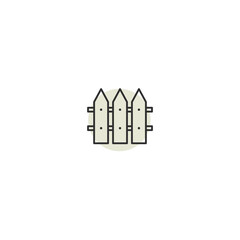 Fence line icon. Garden wooden barrier yard