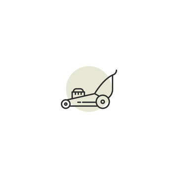 recommend clip art: Lawn mower line icon. Grass cutter blade cutting