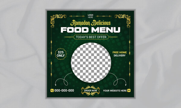 Ramadan Food Menu Sale On Social Media And Instagram Post Web Banner Template Design