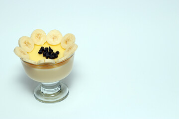 Banana pudding  on isolated white background.