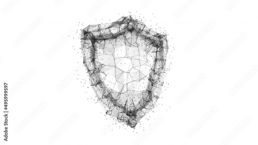 Wall mural shield security icon with plexus effect. connected lines with dots. plexus lines