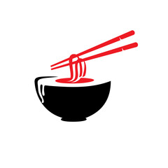 Noodle logo on white background. Ramen restaurant sign symbol. vector illustration in flat style modern design. 