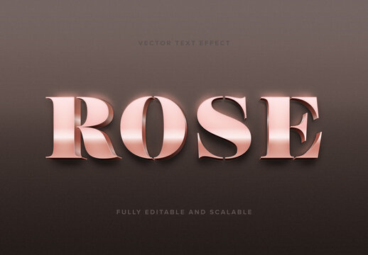Rose Gold Text Vector Art Effect Mockup