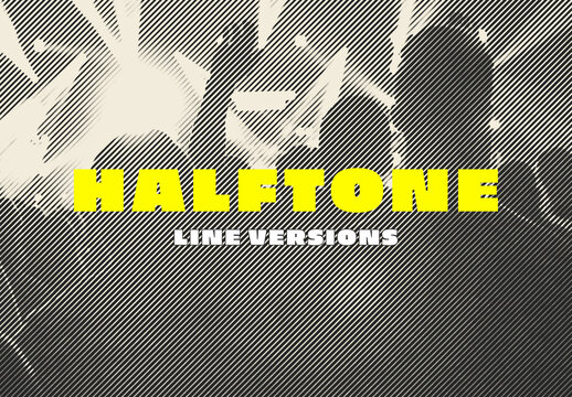 Line Halftone Photo Effect Mockup