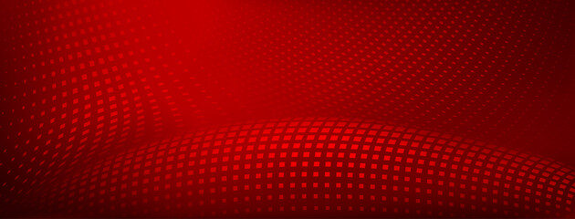 Abstract halftone background made of square dots in red colors