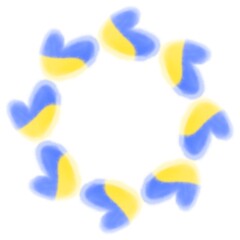 wreath with hearts color flag of ukraine watercolor on a white background