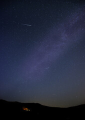 Meteor shower over the milky way