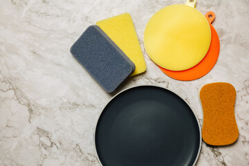 silicone brush cleaning. silicone sponge for the kitchen. ecological sponge. Without plastic concept. Eco friendly.