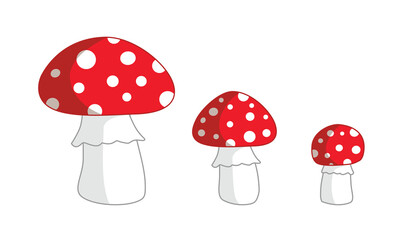 Set mushrooms fly agaric. Inedible mushrooms. Vector illustration