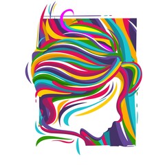 Beautiful colorful woman vector abstract illustration