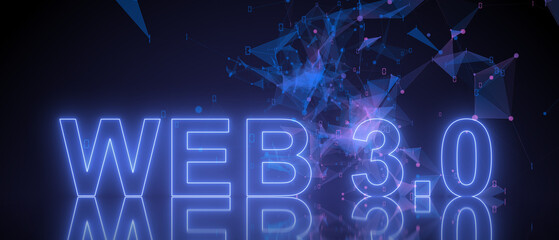 Web 3.0 or Web3 new internet built on blockchain technology - illustration rendering