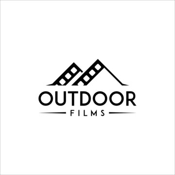 vector film with mountain view. outdoor film logo design