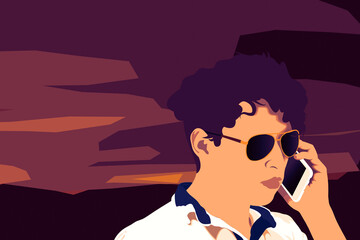 un anochecer cerca del mar bajo las palmas