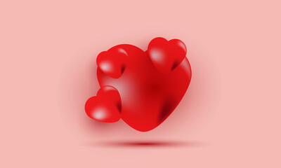 3d vector illustration red hearts different