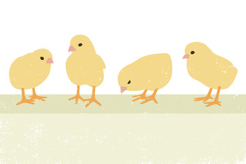A group of baby chicks with a grunge effect
