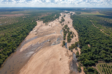 The dry Gilbert river in far north Queensland, Australia.
