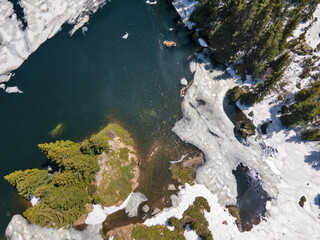 Aerial view of Suhoto Lake (The dry lake), Rila Mountain, Bulgaria