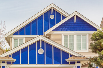 The front side of the house. Top of the house. Facade of the house.