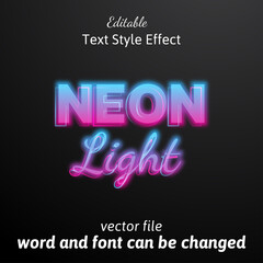 text effect with neon light effect in blue and pink color