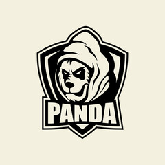 A hooded panda esport silhouette logo