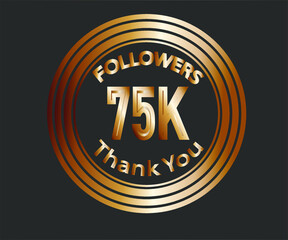 Fototapeta premium 75k followers celebration design with bronze numbers. vector illustration