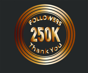 Fototapeta premium 250k followers celebration design with bronze numbers. vector illustration