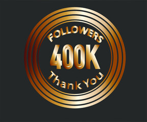 400k followers celebration design with bronze numbers. vector illustration