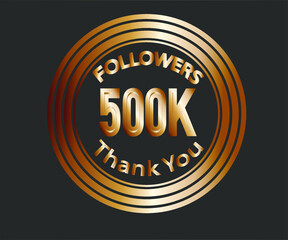 500k followers celebration design with bronze numbers. vector illustration