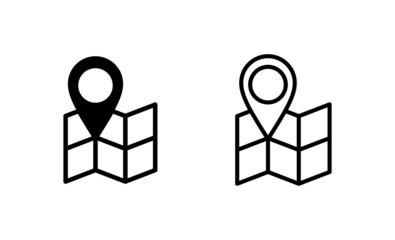 Maps and pin icon vector. location sign and symbol. geo locate, pointer icon.